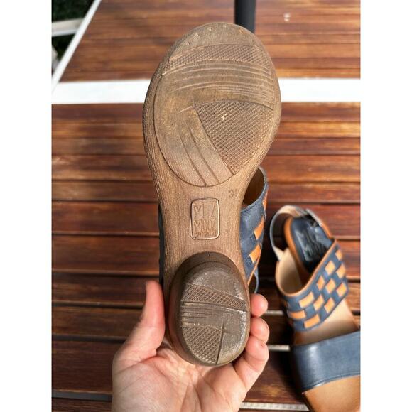 Miz Mooz Constance Womens 7 Blue Leather Hook & Loop Strap Sandals Shoes - Picture 10 of 16